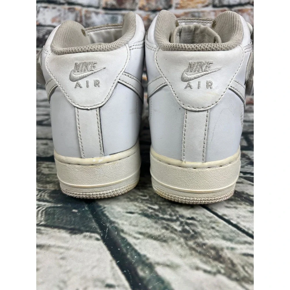 Nike Air Force 1 Mid White Leather Basketball Sneakers‎ Mens US 8.5